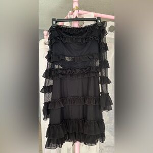 VENUS Black Long-Sleeve Ruffle Tiered Dress